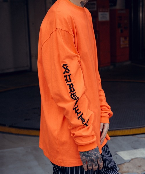 Subciety（サブサエティ）の「Sleeve embroidery tee（Tシャツ/カットソー・メンズ・ホワイト/オレンジ/イエロー/ブラック・X-LARGE/LARGE/MEDIUM/SMALL）」の9枚目の写真