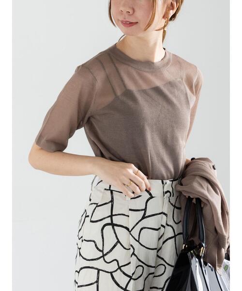 Te chichi(テチチ)の「Levita14Gハーフスリーブプルオーバー(ニット/セーター・レディース・オフホワイト/ブラウン/グレー/ブラック・F)」の4枚目の写真