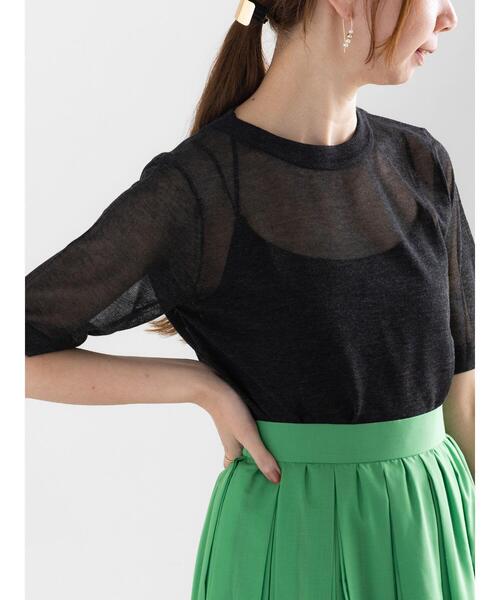 Te chichi(テチチ)の「Levita14Gハーフスリーブプルオーバー(ニット/セーター・レディース・オフホワイト/ブラウン/グレー/ブラック・F)」の2枚目の写真