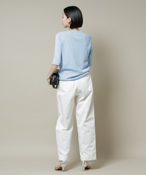 NANO universe（ナノユニバース）の「洗濯機洗い可UVカット接触冷感半袖ニット（ニット/セーター・レディース・ホワイト/ブラック/ブルー・FREE）」の20枚目の写真