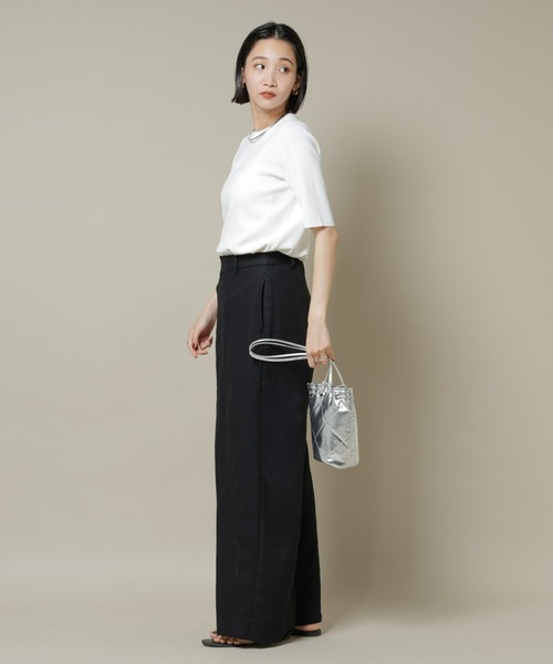 NANO universe（ナノユニバース）の「洗濯機洗い可UVカット接触冷感半袖ニット（ニット/セーター・レディース・ホワイト/ブラック/ブルー・FREE）」の15枚目の写真