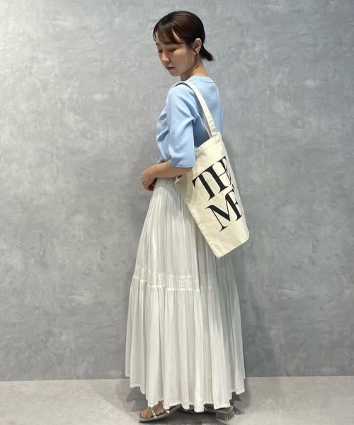 NANO universe（ナノユニバース）の「洗濯機洗い可UVカット接触冷感半袖ニット（ニット/セーター・レディース・ホワイト/ブラック/ブルー・FREE）」の5枚目の写真