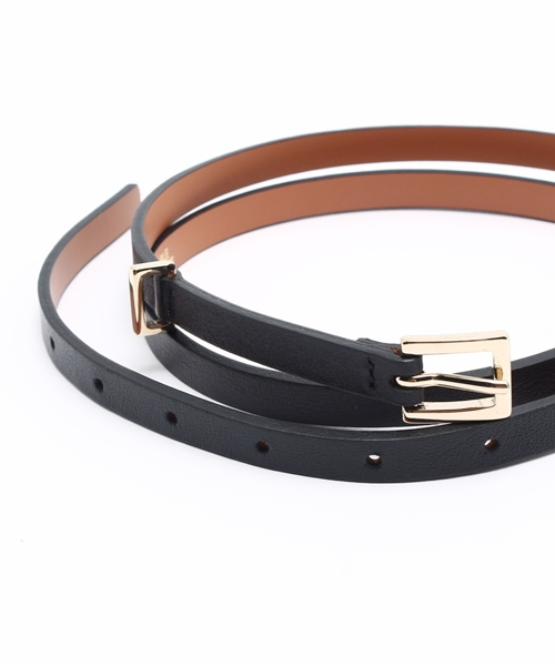 MAISON BOINET（メゾンボワネ）の「MAISON BOINET レザー細ベルト（ベルト・レディース・ブラック・80）」の2枚目の写真