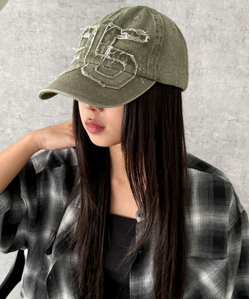 WEGO（ウィゴー）の「WEGO/ナンバリングアップリケキャップ（キャップ・レディース・ブラック/ブルー系1・FREE）」の6枚目の写真