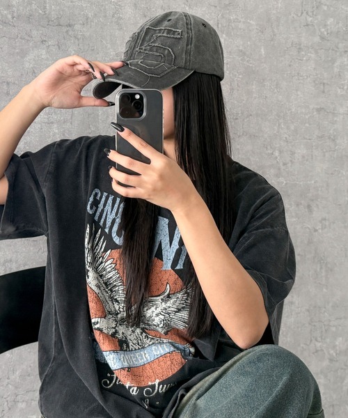 WEGO（ウィゴー）の「WEGO/ナンバリングアップリケキャップ（キャップ・レディース・ブラック/ブルー系1・FREE）」の5枚目の写真