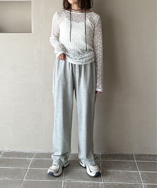 PILIT(ピリット)の「サイドドロストレーストップス(Tシャツ/カットソー・レディース・ブラック/オフホワイト・MEDIUM)」の3枚目の写真