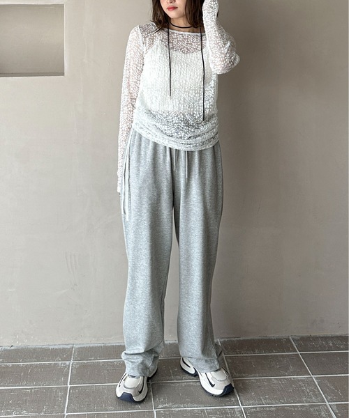 PILIT(ピリット)の「サイドドロストレーストップス(Tシャツ/カットソー・レディース・ブラック/オフホワイト・MEDIUM)」の4枚目の写真