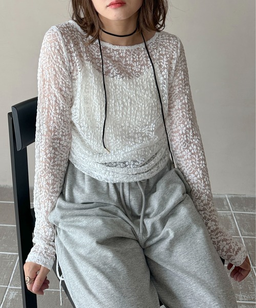 PILIT(ピリット)の「サイドドロストレーストップス(Tシャツ/カットソー・レディース・ブラック/オフホワイト・MEDIUM)」の7枚目の写真