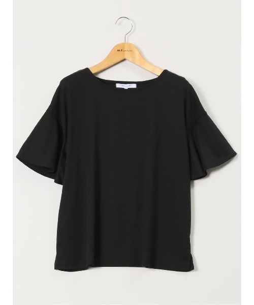 m.f.editorial（エムエフエディトリアル）の「【接触冷感 UVカット コットン100%】m.f.エディトリアル レディース ラッフルスリープ クルーTシャツ（Tシャツ/カットソー・レディース・ライトグレー/ホワイト/ブラック・MEDIUM/LARGE）」の6枚目の写真