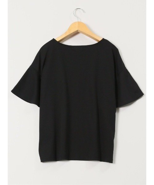 m.f.editorial（エムエフエディトリアル）の「【接触冷感 UVカット コットン100%】m.f.エディトリアル レディース ラッフルスリープ クルーTシャツ（Tシャツ/カットソー・レディース・ライトグレー/ホワイト/ブラック・MEDIUM/LARGE）」の7枚目の写真