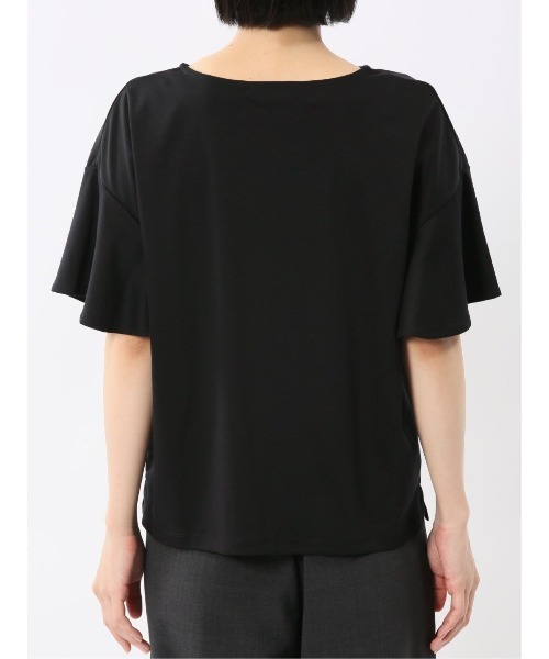 m.f.editorial（エムエフエディトリアル）の「【接触冷感 UVカット コットン100%】m.f.エディトリアル レディース ラッフルスリープ クルーTシャツ（Tシャツ/カットソー・レディース・ライトグレー/ホワイト/ブラック・MEDIUM/LARGE）」の11枚目の写真