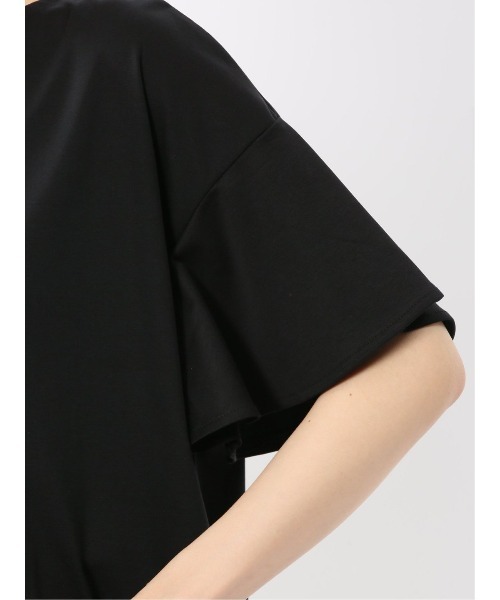 m.f.editorial（エムエフエディトリアル）の「【接触冷感 UVカット コットン100%】m.f.エディトリアル レディース ラッフルスリープ クルーTシャツ（Tシャツ/カットソー・レディース・ライトグレー/ホワイト/ブラック・MEDIUM/LARGE）」の13枚目の写真