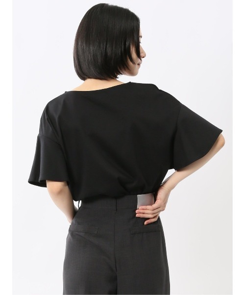 m.f.editorial（エムエフエディトリアル）の「【接触冷感 UVカット コットン100%】m.f.エディトリアル レディース ラッフルスリープ クルーTシャツ（Tシャツ/カットソー・レディース・ライトグレー/ホワイト/ブラック・MEDIUM/LARGE）」の15枚目の写真