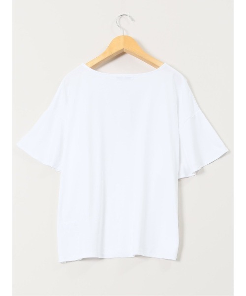 m.f.editorial（エムエフエディトリアル）の「【接触冷感 UVカット コットン100%】m.f.エディトリアル レディース ラッフルスリープ クルーTシャツ（Tシャツ/カットソー・レディース・ライトグレー/ホワイト/ブラック・MEDIUM/LARGE）」の20枚目の写真