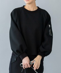 UNDOVE【SMART ECO JERSEY】異素材切替プルオーバー　(トレーナー/スエット/リブ使い/ポケット付/防シワ/ストレッチ/イージーケア/UV/ウォッシャブル)