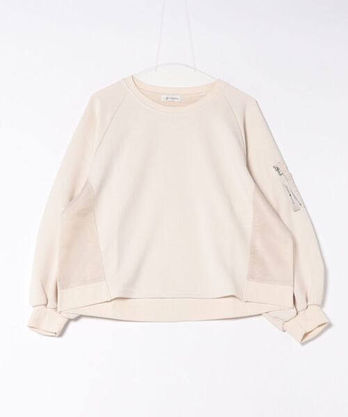 UNDOVE(アンドゥーブ)の「UNDOVE【SMART ECO JERSEY】異素材切替プルオーバー (トレーナー/スエット/リブ使い/ポケット付/防シワ/ストレッチ/イージーケア/UV/ウォッシャブル)(Tシャツ/カットソー・レディース・アイボリー系/ブラック・MEDIUM/LARGE/X-LARGE)」の5枚目の写真