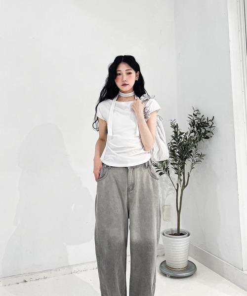 Y/lim(イリム)の「マルチWAYチョーカー付きTシャツ(Tシャツ/カットソー・レディース・ブラック/ブラウン/オフホワイト・M/S)」の19枚目の写真