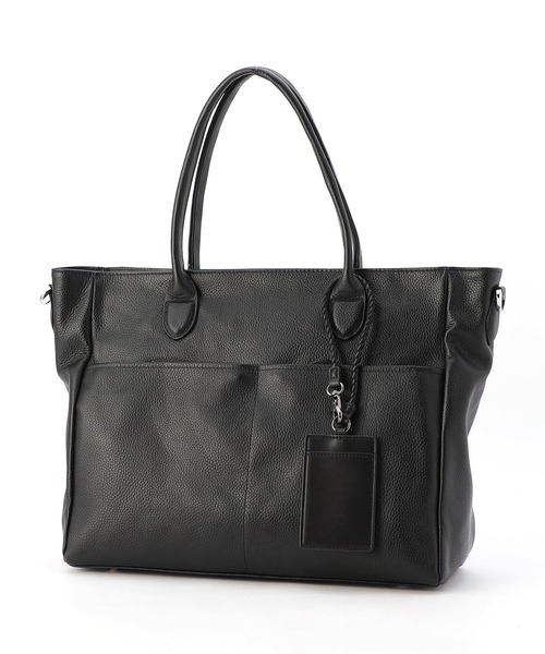 NICOLE CLUB FOR MEN(ニコルクラブフォーメン)の「シュリンクレザー2WAYトートバッグ(トートバッグ・メンズ・ブラック・FREE)」の1枚目の写真