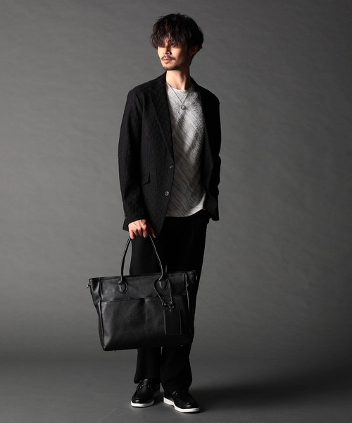 NICOLE CLUB FOR MEN(ニコルクラブフォーメン)の「シュリンクレザー2WAYトートバッグ(トートバッグ・メンズ・ブラック・FREE)」の12枚目の写真