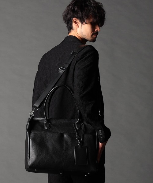 NICOLE CLUB FOR MEN(ニコルクラブフォーメン)の「シュリンクレザー2WAYトートバッグ(トートバッグ・メンズ・ブラック・FREE)」の14枚目の写真