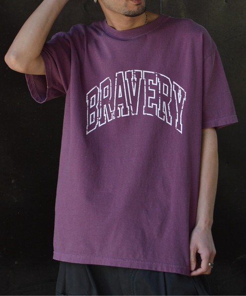 DOUBLE STEAL(ダブルスティール)の「BRAVERYピグメントアーチロゴTシャツ(Tシャツ/カットソー・メンズ・スミクロ/バーガンディー/アイボリー・MEDIUM/LARGE)」の10枚目の写真