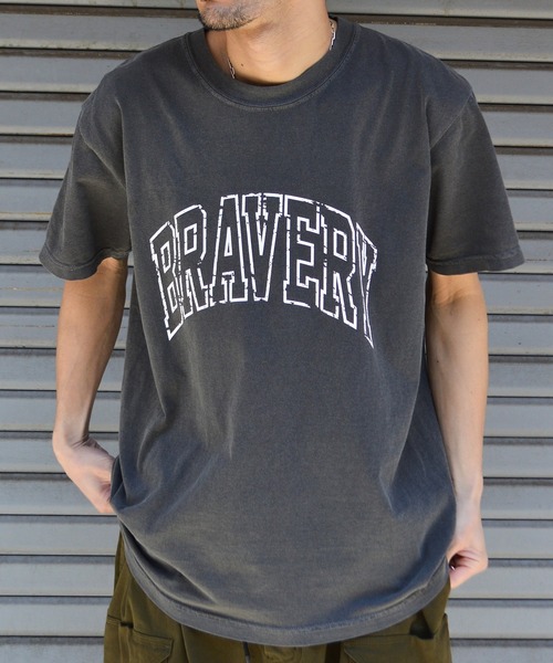 DOUBLE STEAL(ダブルスティール)の「BRAVERYピグメントアーチロゴTシャツ(Tシャツ/カットソー・メンズ・スミクロ/バーガンディー/アイボリー・MEDIUM/LARGE)」の14枚目の写真