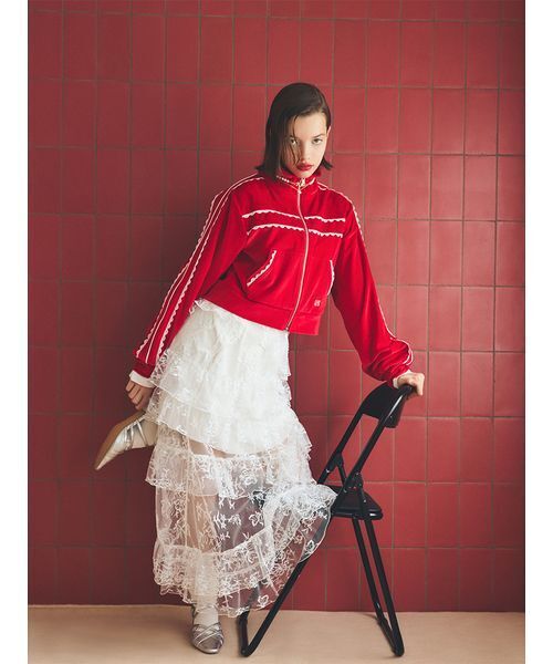 FURFUR（ファーファー）の「ティアードレーススカート（スカート・レディース・ライム/ホワイト/ブラック・F）」の5枚目の写真