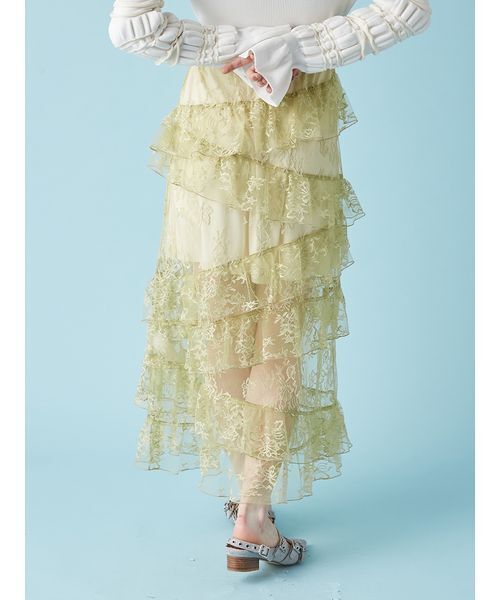 FURFUR（ファーファー）の「ティアードレーススカート（スカート・レディース・ライム/ホワイト/ブラック・F）」の15枚目の写真