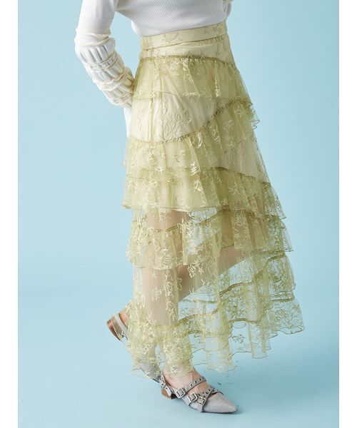 FURFUR（ファーファー）の「ティアードレーススカート（スカート・レディース・ライム/ホワイト/ブラック・F）」の16枚目の写真