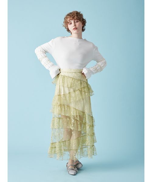 FURFUR（ファーファー）の「ティアードレーススカート（スカート・レディース・ライム/ホワイト/ブラック・F）」の17枚目の写真