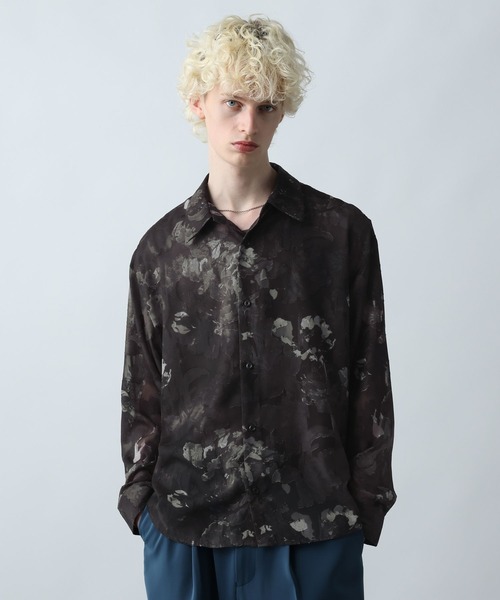 HARE（ハレ）の「フラワージャガードシアーシャツLS(HARE)（シャツ/ブラウス・メンズ・グリーン/ブラック/ホワイト・FREE）」の13枚目の写真