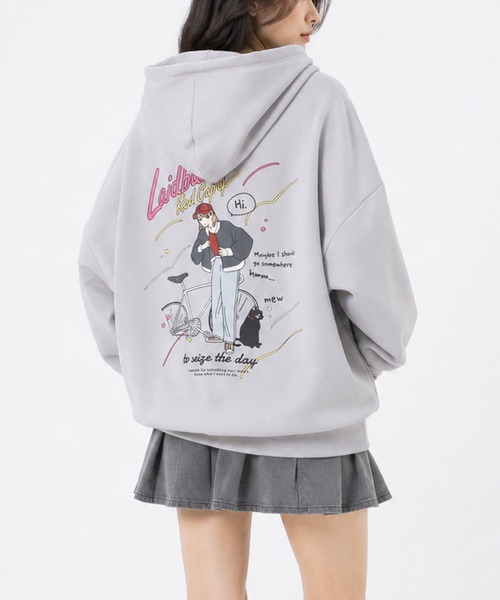 Red Cap Girl(レッドキャプガール)の「【a-r】〔RedCapGirl/レッドキャップガール〕バックイラスト シルキータッチ フルジップパーカー(パーカー・メンズ・ホワイト/ピンク/チャコールグレー/ブルー/ブラック/ホワイト系1/ブルー系1/ライトグレー系1/ブラック系1・MEDIUM/LARGE)」の6枚目の写真