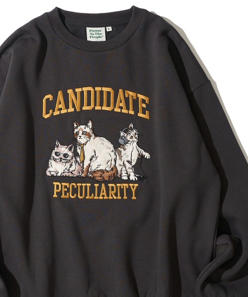 セール】【POWER TO THE PEOPLE】裏起毛カレッジネコスウェットプル
