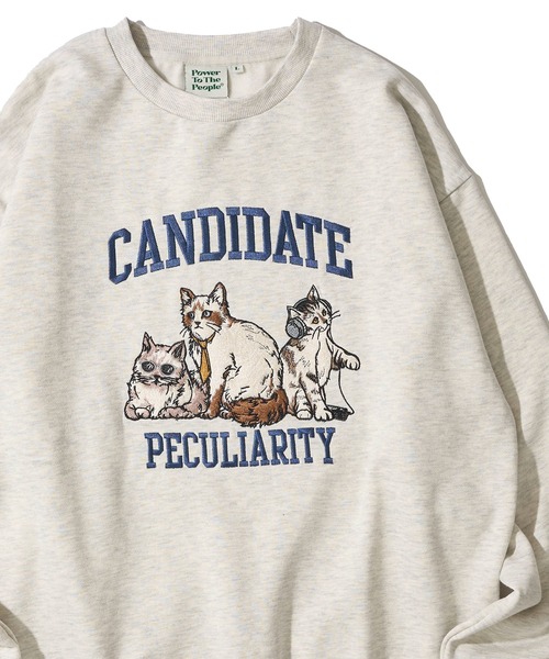 セール】【POWER TO THE PEOPLE】裏起毛カレッジネコスウェットプル