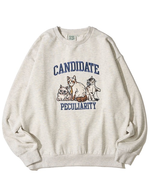 セール】【POWER TO THE PEOPLE】裏起毛カレッジネコスウェットプル