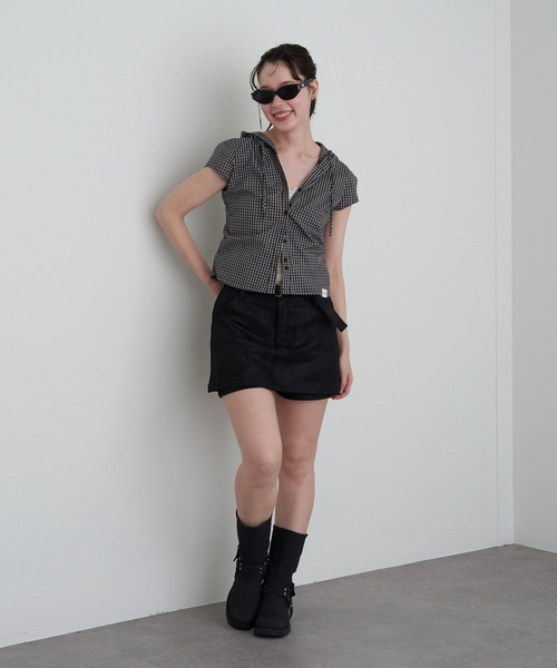 RAY CASSIN(レイカズン)の「ベルト付マイクロミニスカパン(スカート・レディース・ブラック系その他2/キャメル/ブラウン系その他2/ブラウン系その他3・FREE)」の22枚目の写真