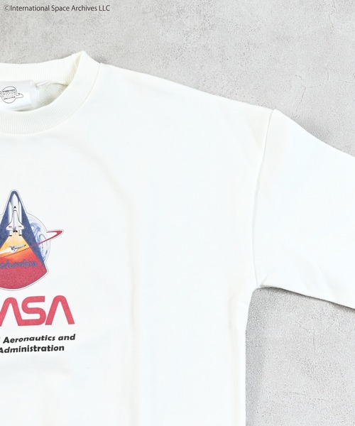 NASA（ナサ）の「【NASA】別注ワッペントレーナー/おとな（スウェット・レディース・オフホワイト/杢グレー・160cm/180cm）」の7枚目の写真