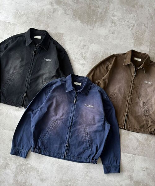 FFEIN（フェイン）の「【FFEIN（フェイン）】ヴィンテージライクワンポイント刺繡ブルゾン / 加工 ブルゾン ジャケット 刺繍 ダブルジップ（ブルゾン・メンズ・ネイビー/ブラック/ブラウン・LARGE/MEDIUM/SMALL）」の5枚目の写真