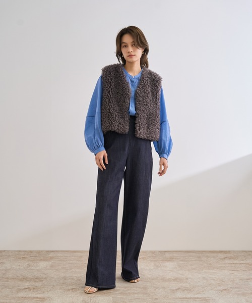 ロペ（ROPE’）/ストレッチデニム セーラーパンツ/イージーケア セール】ストレッチデニム セーラーパンツ/イージーケア（デニムパンツ