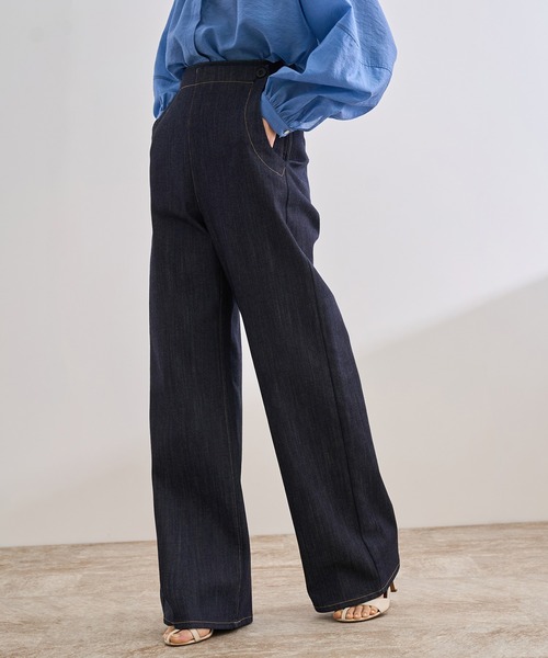 ROPE'（ロペ）の「ストレッチデニム セーラーパンツ/イージーケア（デニムパンツ・レディース・ブルー系その他・36/38/40）」の5枚目の写真