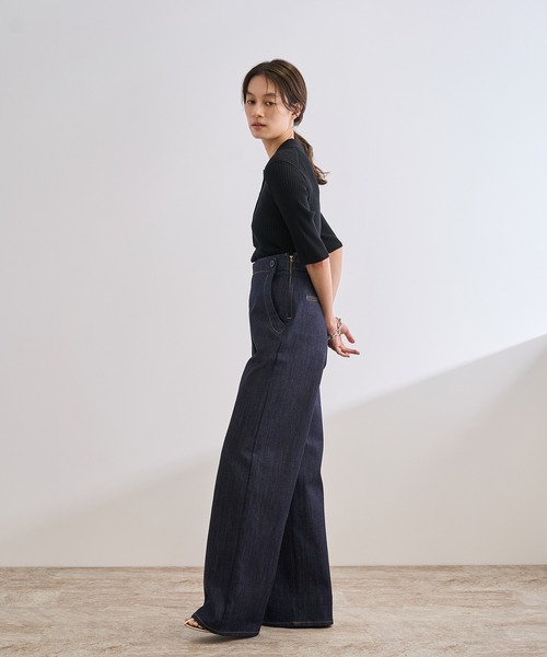 ROPE'（ロペ）の「ストレッチデニム セーラーパンツ/イージーケア（デニムパンツ・レディース・ブルー系その他・36/38/40）」の6枚目の写真