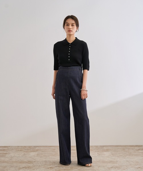 ROPE'（ロペ）の「ストレッチデニム セーラーパンツ/イージーケア（デニムパンツ・レディース・ブルー系その他・36/38/40）」の9枚目の写真