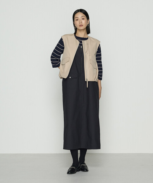 K.T KIYOKO TAKASE（キヨコタカセ）の「コットンクロス サロペットスカート（ジャンパースカート・レディース・ネイビー/チャコール・FREE）」の5枚目の写真
