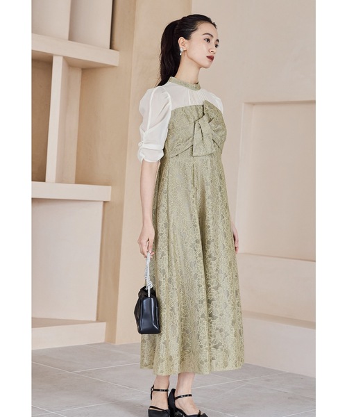 フラワーレースノットデザインドレス パーティードレス オケージョン