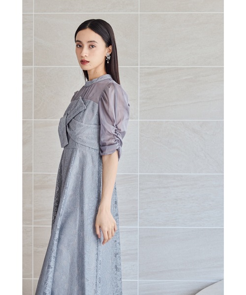niana(ニアナ)の「フラワーレースノットデザインドレス パーティードレス オケージョンドレス 結婚式 二次会 同窓会 成人式 お呼ばれワンピース(ドレス・レディース・チャコール/ブラック/ブラウン/イエロー/ブルーグレー・L/M/S)」の12枚目の写真