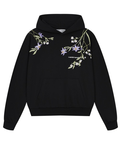HARSH AND CRUEL(ハーシュアンドクルーエル)の「フラワー刺繍フーディ ビッグシルエット ユニセックス HC25W1TP05【Harsh and Cruel】【2025AW】(パーカー・メンズ・ブラック/ホワイト・L/XL/M)」の16枚目の写真