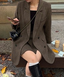 JUNOAH(ジュノア)のジャケット+スリットミニスカートset(セットアップ)