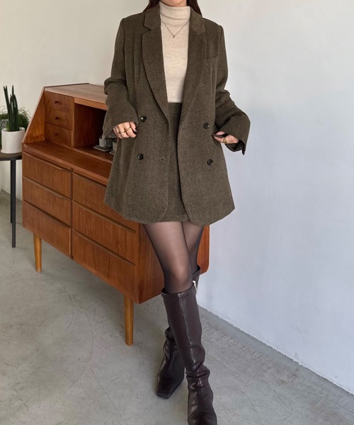 セール】ジャケット+スリットミニスカートset（セットアップ）｜JUNOAH