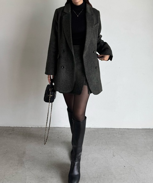 セール】ジャケット+スリットミニスカートset（セットアップ）｜JUNOAH