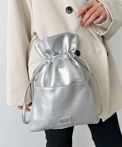 Lee/リー 2WAY ミニショルダー/巾着バッグ/アウトポケット/メタルロゴ